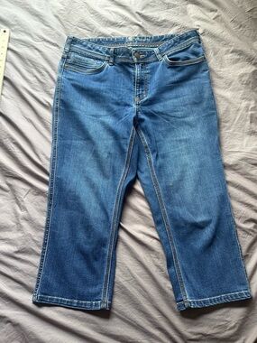 Carhart Jeans Womens 12 Blue Crop Denim Straight Leg Capri Original Fit Summer